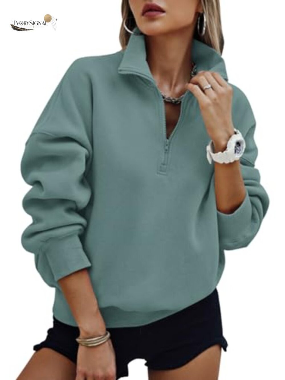 Oversized Half Zip Fleece Sweatshirt Quarter Zip Pullover